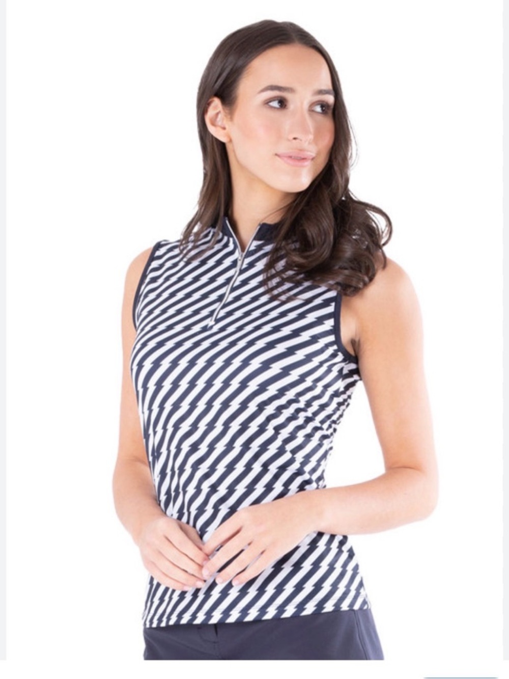 Nivo Womens Savanna Sleeveless Mock  Golf Polo, Navy, Sz: XL; EUC